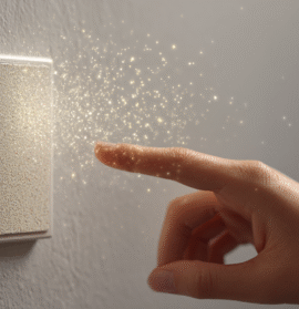 Gestengesteuerte Duft-Lichtschalter aus recyceltem Kork: Schalten, Dimmen & Aromatisieren ohne Berührung