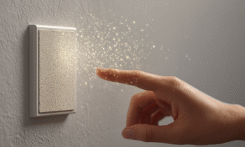 Gestengesteuerte Duft-Lichtschalter aus recyceltem Kork: Schalten, Dimmen & Aromatisieren ohne Berührung
