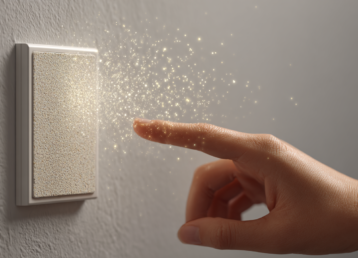 Gestengesteuerte Duft-Lichtschalter aus recyceltem Kork: Schalten, Dimmen & Aromatisieren ohne Berührung