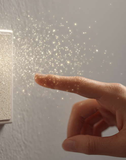 Gestengesteuerte Duft-Lichtschalter aus recyceltem Kork: Schalten, Dimmen & Aromatisieren ohne Berührung