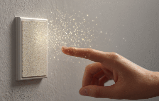 Gestengesteuerte Duft-Lichtschalter aus recyceltem Kork: Schalten, Dimmen & Aromatisieren ohne Berührung
