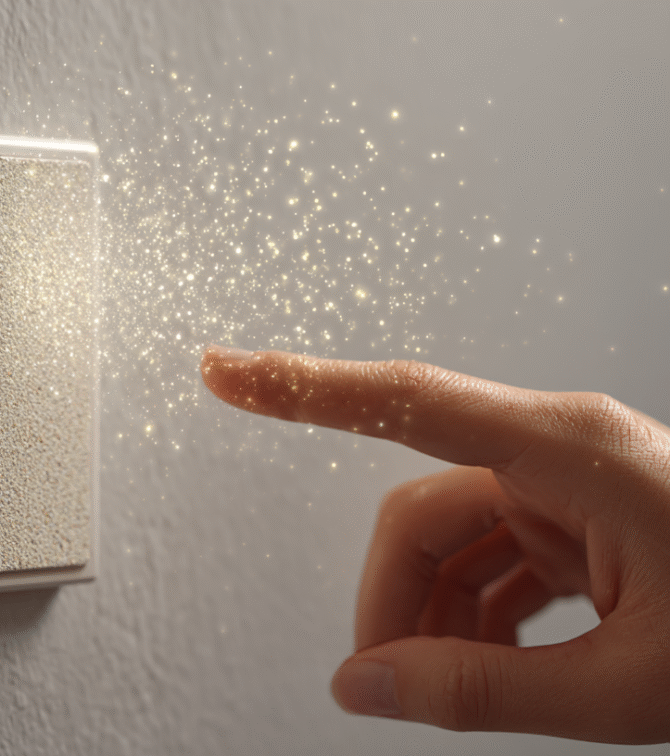 Gestengesteuerte Duft-Lichtschalter aus recyceltem Kork: Schalten, Dimmen & Aromatisieren ohne Berührung
