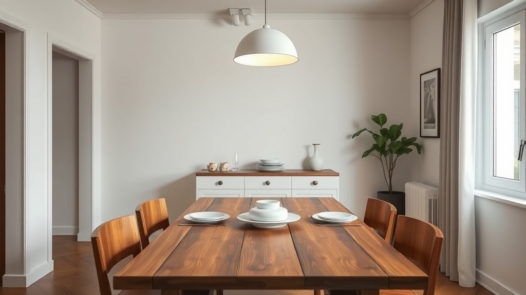 Schmales Sideboard im Esszimmer mit Geschirr- und Gläserstauraum, klare Fronten und ruhige Wandgestaltung