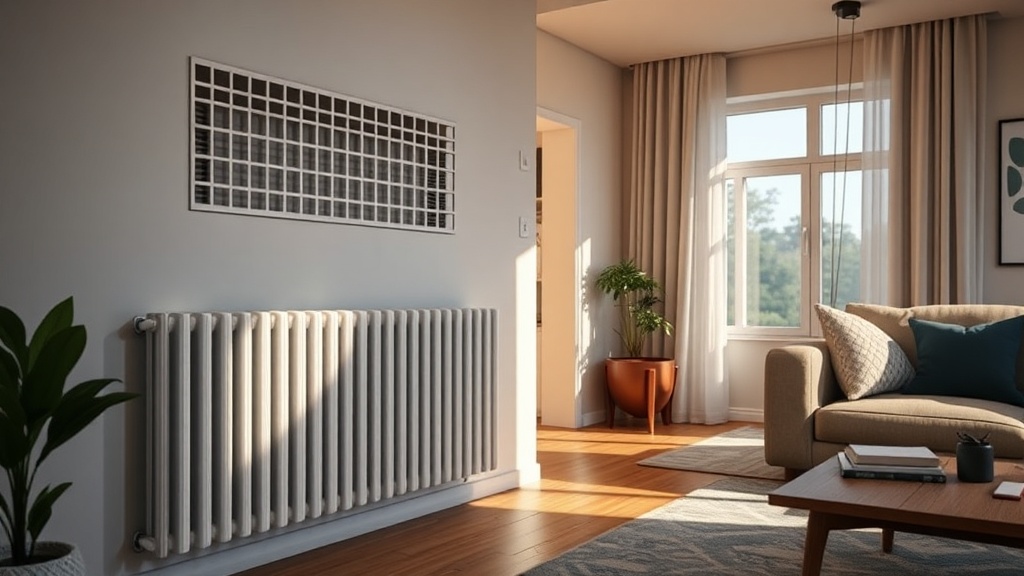 Detail einer Heizkörperverkleidung mit Lochgitter und seitlicher Aussparung für den Thermostat