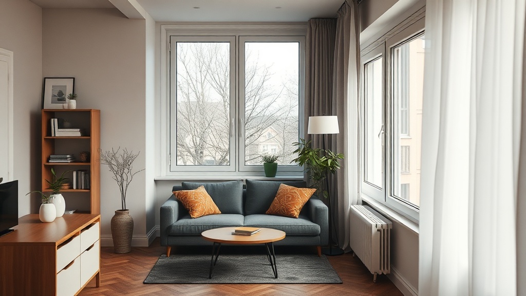 Altbau-Schlafzimmer mit heller, gedämmter Außenwand und ruhiger, schlichter Einrichtung für warme Oberflächen